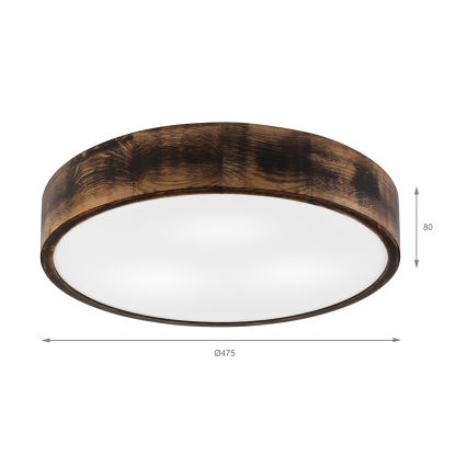 Stropné svietidlo OAK SMOKY 3xE27/15W/230V ø 47,5 cm dub/tmavohnedá