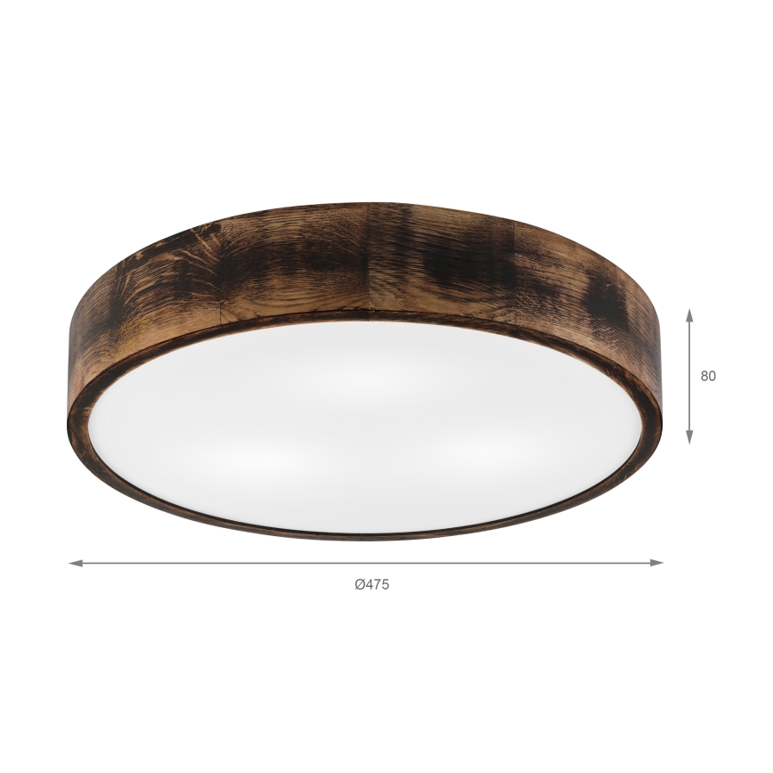 Stropné svietidlo OAK SMOKY 3xE27/15W/230V ø 47,5 cm dub/tmavohnedá