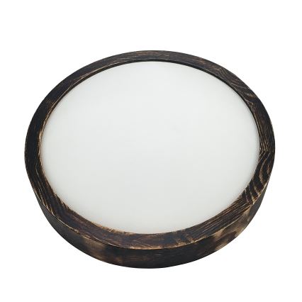 Stropné svietidlo OAK SMOKY SLIM 1xE27/15W/230V pr. 27 cm dub/tmavohnedá