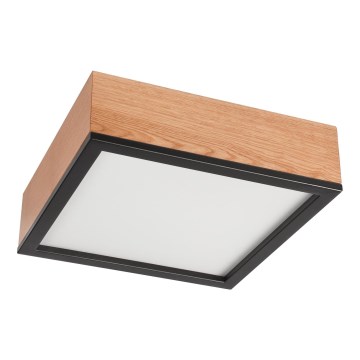 Stropné svietidlo OAK SQUARE 2xE27/15W/230V 31x31 cm dub/čierna