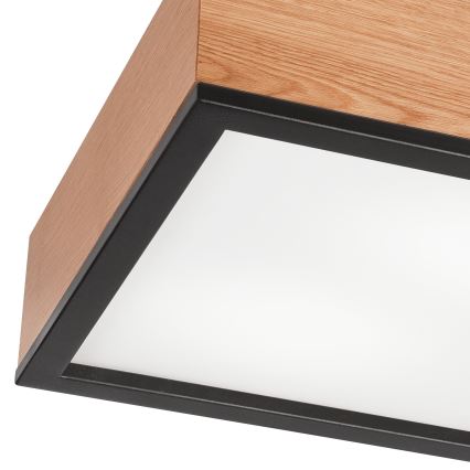 Stropné svietidlo OAK SQUARE 2xE27/15W/230V 31x31 cm dub/čierna