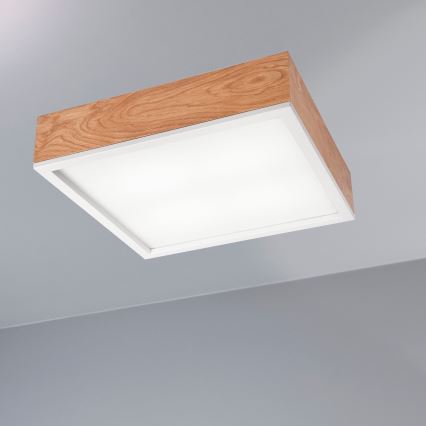 Stropné svietidlo OAK SQUARE 4xE27/15W/230V 39x39 cm dub/biela