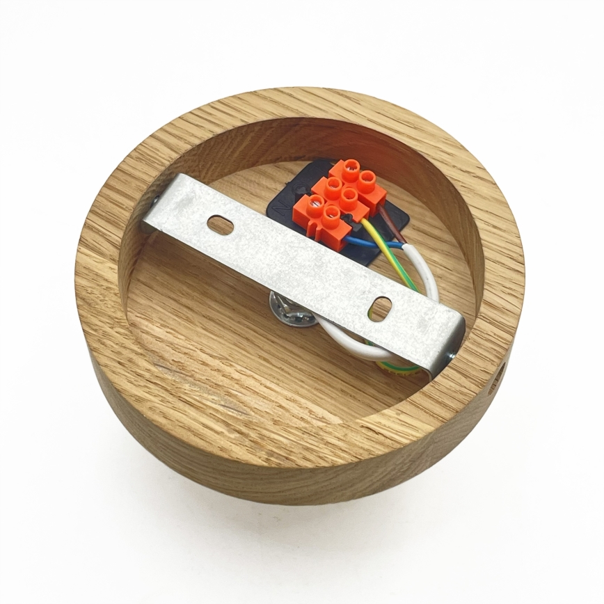 Stropné svietidlo ROCCO WOOD 1xE27/15W/230V dubové/dymovo béžové priemer 18 cm