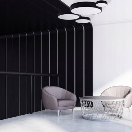 Stropné svietidlo s pohybovým a súmrakovým senzorom CLEO 6xE27/24W/230V pr. 80 cm čierne