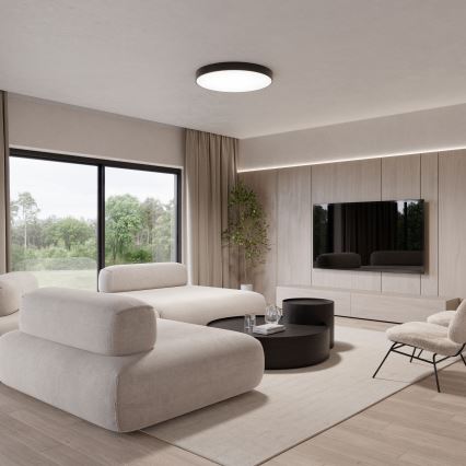 Stropné svietidlo s pohybovým a súmrakovým senzorom CLEO 6xE27/24W/230V pr. 80 cm čierne