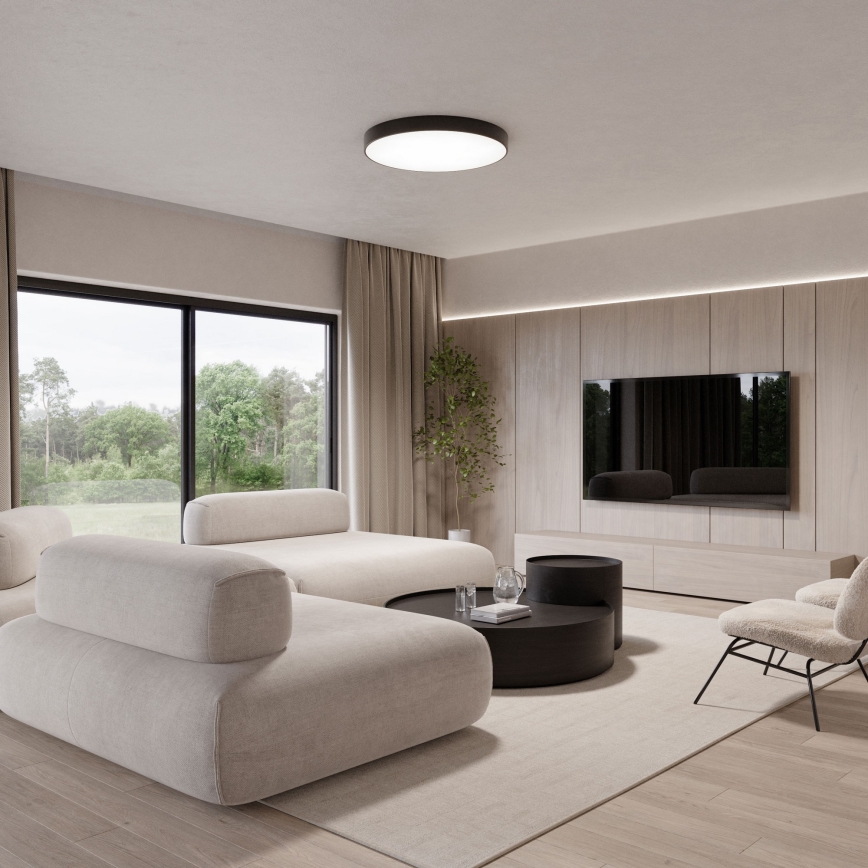 Stropné svietidlo s pohybovým a súmrakovým senzorom CLEO 6xE27/24W/230V pr. 80 cm čierne