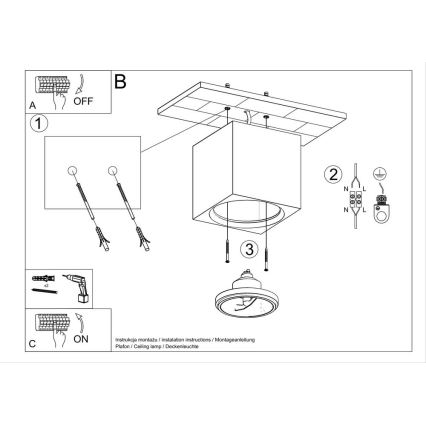 Stropné svietidlo SEIDA 1xGU10/40W/230V