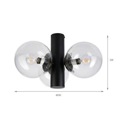 Stropné svietidlo SFERIO 3xE14/5W/230V čierne/číre