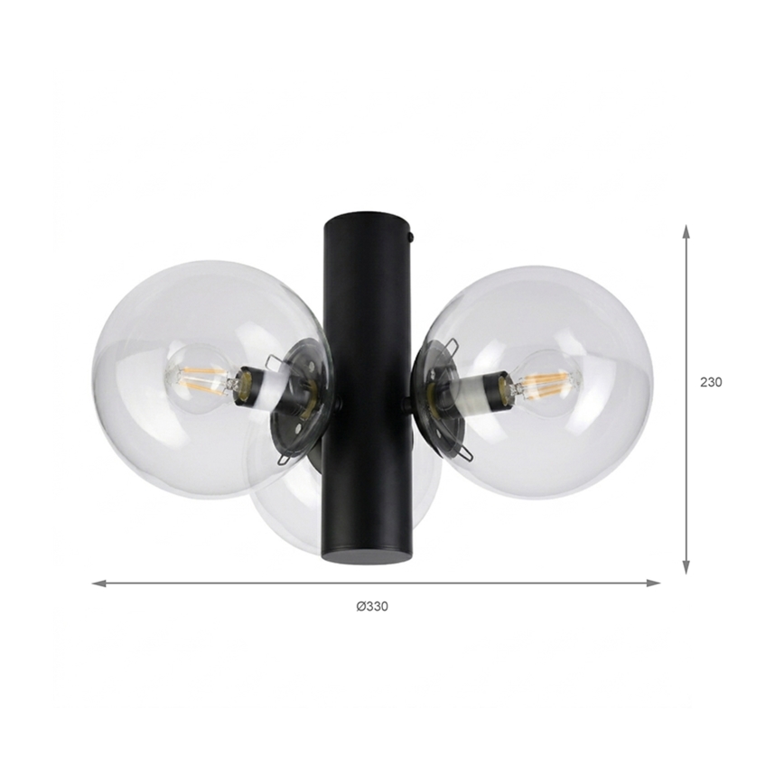 Stropné svietidlo SFERIO 3xE14/5W/230V čierne/číre