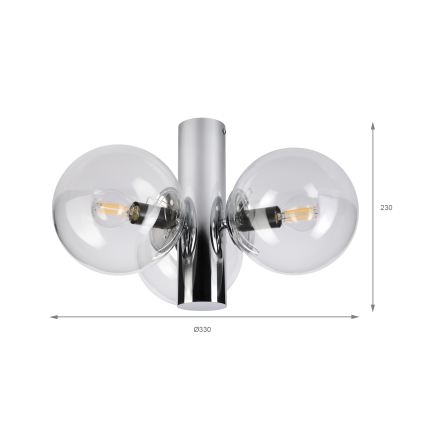Stropné svietidlo SFERIO 3xE14/5W/230V lesklý chróm/číre sklo