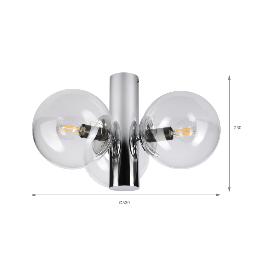 Stropné svietidlo SFERIO 3xE14/5W/230V lesklý chróm/číre sklo