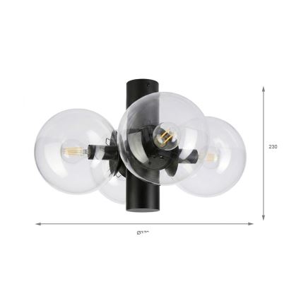 Stropné svietidlo SFERIO 4xE14/5W/230V čierne/číre