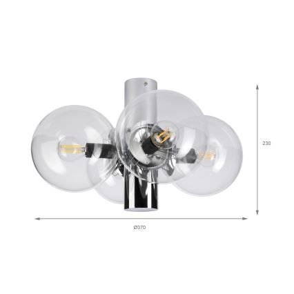 Stropné svietidlo SFERIO 4xE14/5W/230V lesklý chróm/číre