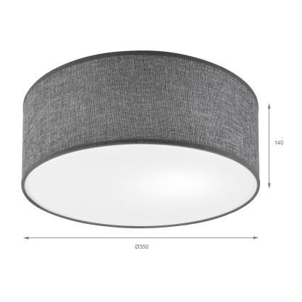 Stropné svietidlo SIRJA 1xE27/15W/230V pr. 35 cm sivé