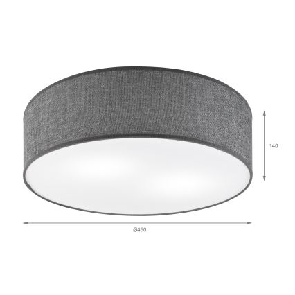 Stropné svietidlo SIRJA 2xE27/15W/230V priemer 45 cm sivé