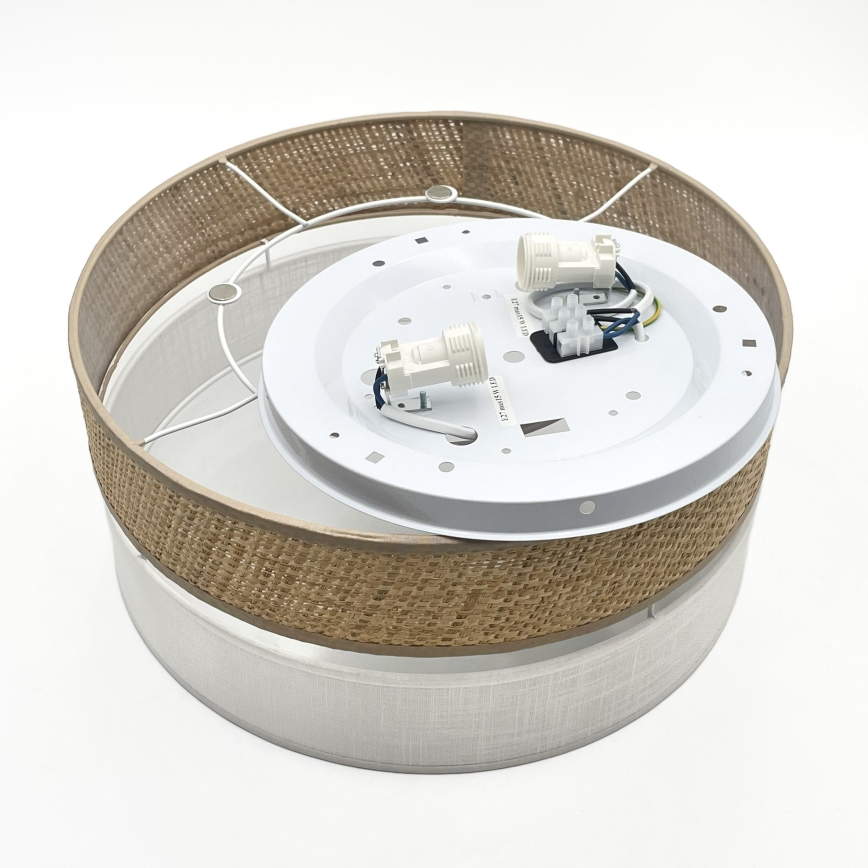 Stropné svietidlo SIRJA DOUBLE BOHO 2xE14/15W/230V pr. 35 cm béžová/biela