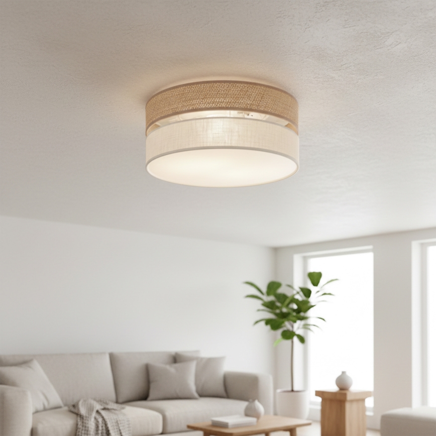 Stropné svietidlo SIRJA DOUBLE BOHO 2xE14/15W/230V priemer 35 cm béžová/krémová