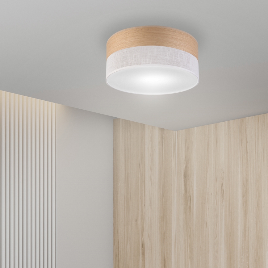 Stropné svietidlo SIRJA WOOD 1xE27/15W/230V pr. 35 cm biela/dub