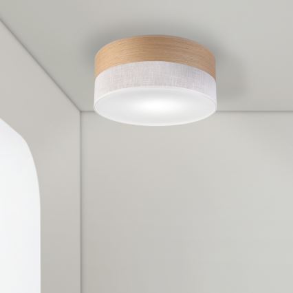 Stropné svietidlo SIRJA WOOD 1xE27/15W/230V pr. 35 cm biela/dub