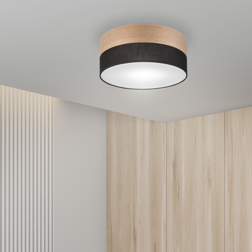 Stropné svietidlo SIRJA WOOD 1xE27/15W/230V pr. 35 cm čierna/dub