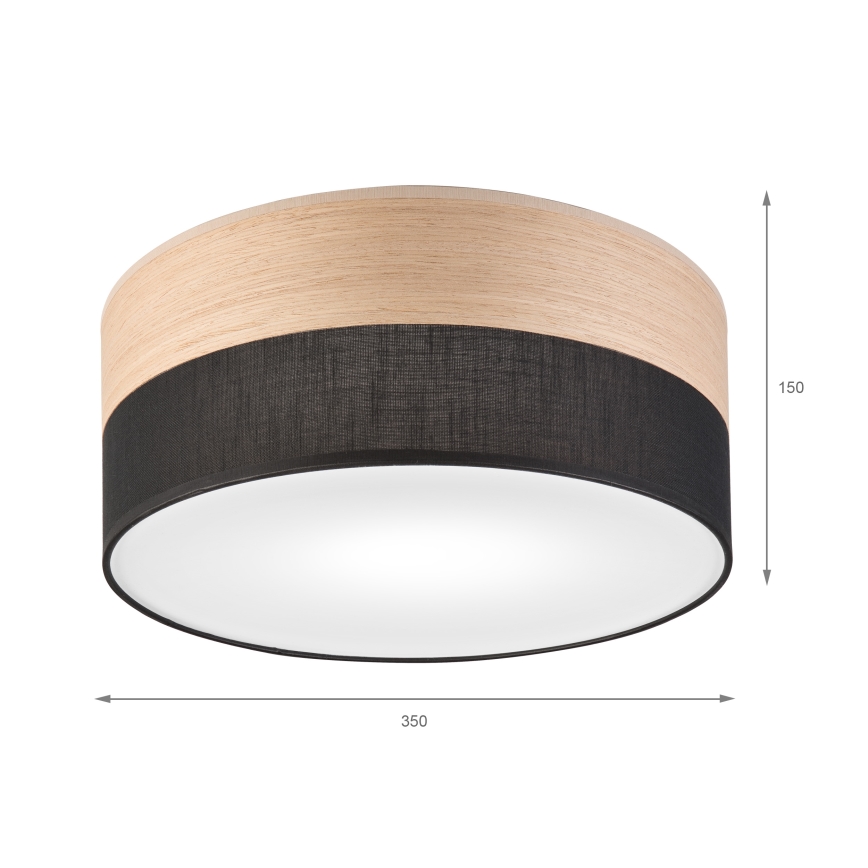 Stropné svietidlo SIRJA WOOD 1xE27/15W/230V pr. 35 cm čierna/dub