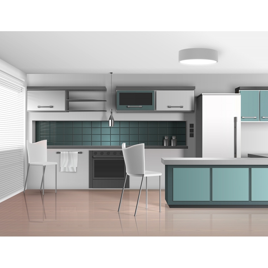 Stropné svietidlo so snímačom pohybu a súmraku CLEO 3xE27/24W/230V, priemer 40 cm, sivé