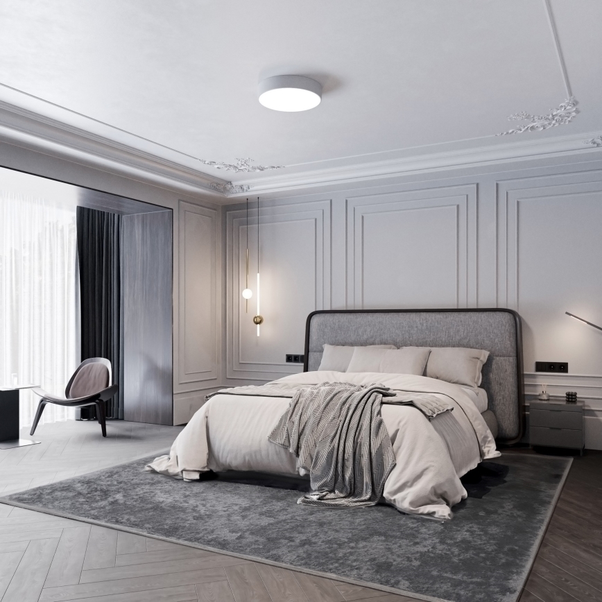 Stropné svietidlo so snímačom pohybu a súmraku CLEO 3xE27/24W/230V, priemer 40 cm, sivé