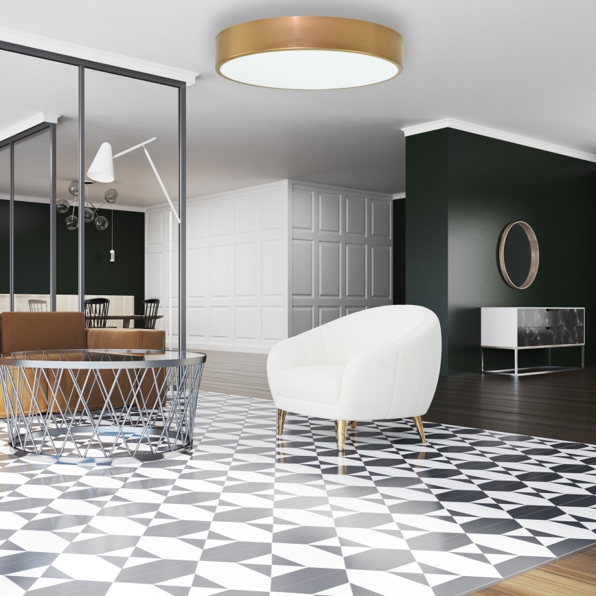 Stropné svietidlo s pohybovým a súmrakovým senzorom CLEO 4xE27/24W/230V priemer 50 cm zlaté