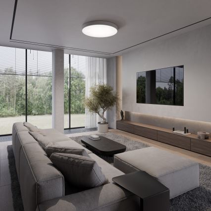 Stropné svietidlo so snímačom pohybu a súmraku CLEO 5xE27/24W/230V priemer 60 cm sivé