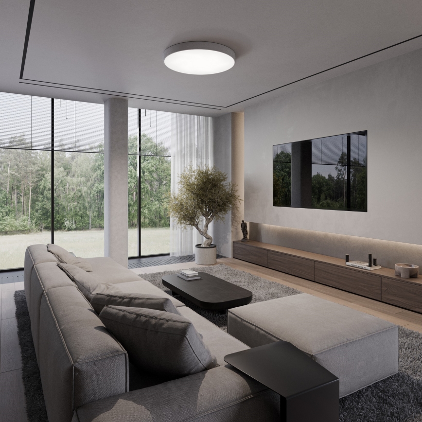 Stropné svietidlo so snímačom pohybu a súmraku CLEO 5xE27/24W/230V priemer 60 cm sivé