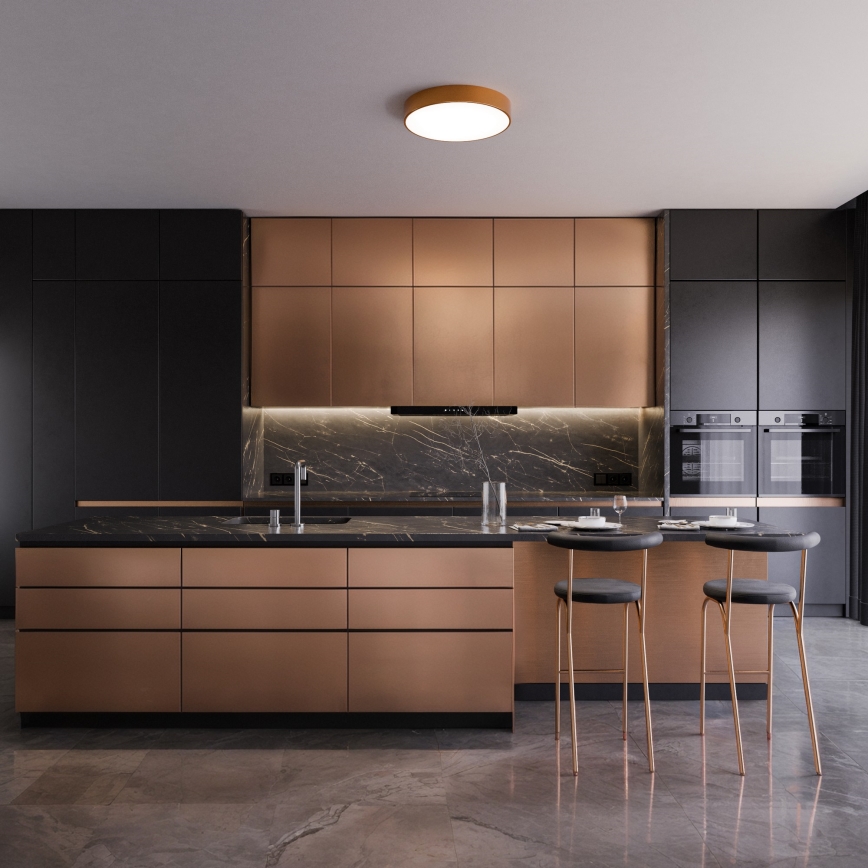 Stropné svietidlo s pohybovým a súmrakovým snímačom CLEO 4xE27/24W/230V Ø 50 cm medené