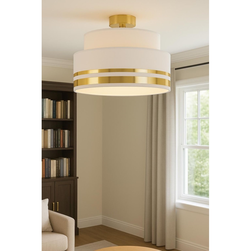 Stropné svietidlo TAMI 1xE27/60W/230V pr. 40 cm béžová/zlatá