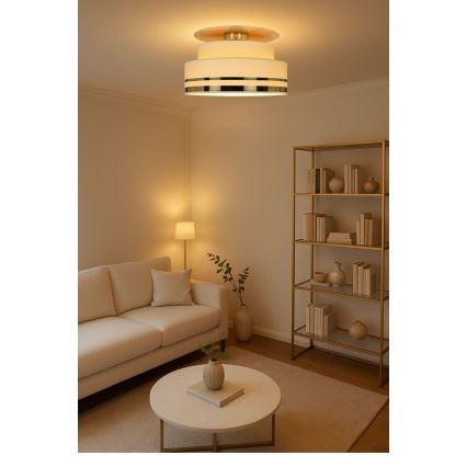 Stropné svietidlo TAMI 1xE27/60W/230V pr. 40 cm béžová/zlatá