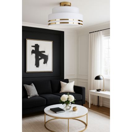 Stropné svietidlo TAMI 1xE27/60W/230V pr. 40 cm biela/zlatá