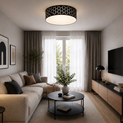 Stropné svietidlo ULLE 2xE27/15W/230V pr. 45 cm čierne