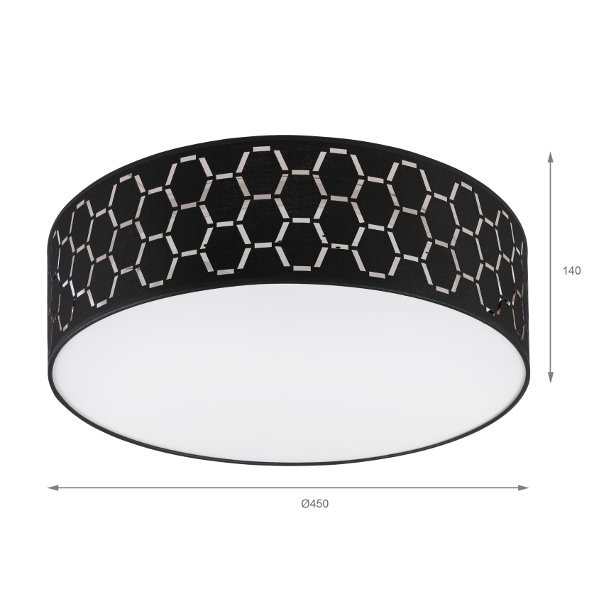 Stropné svietidlo ULLE 2xE27/15W/230V pr. 45 cm čierne