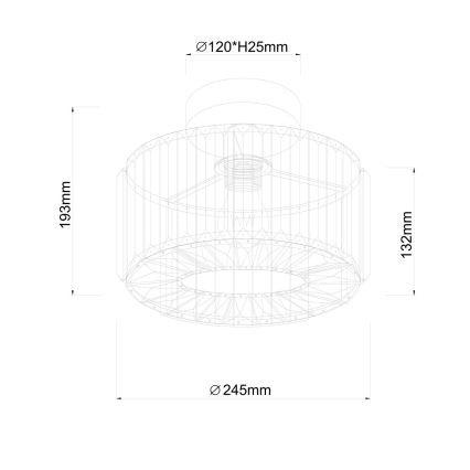 Stropné svietidlo VETRO 1xE27/15W/230V pr. 24,5 cm matný chróm