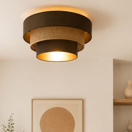Stropné svietidlo WENTA 1xE27/60W/230V pr. 50 cm hnedé/juta