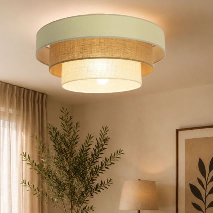 Stropné svietidlo WENTA 1xE27/60W/230V, priemer 50 cm, béžová/juta