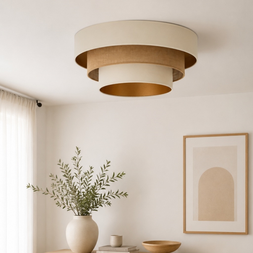 Stropné svietidlo WENTA 1xE27/60W/230V priemer 50 cm béžové/juta