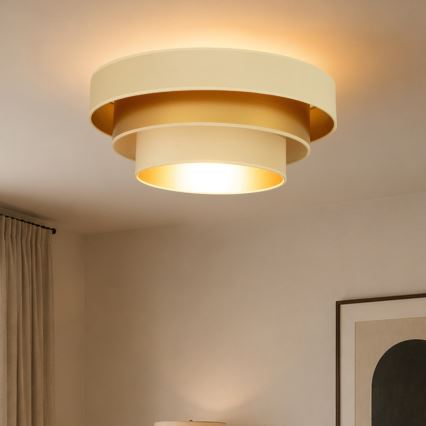 Stropné svietidlo WENTA 1xE27/60W/230V priemer 50 cm béžové/zlaté