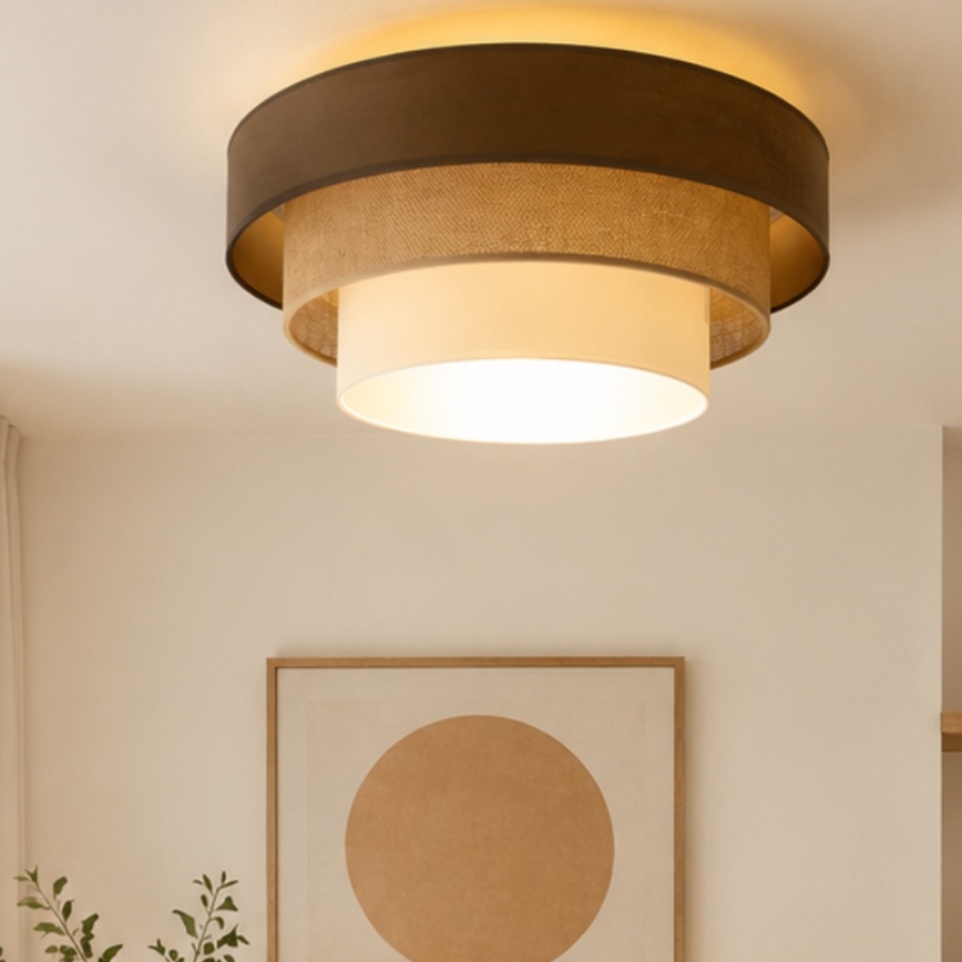 Stropné svietidlo WENTA 1xE27/60W/230V priemer 50 cm hnedá/juta/béžová
