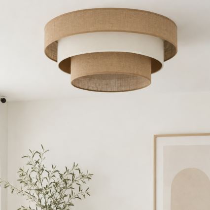 Stropné svietidlo WENTA 1xE27/60W/230V, priemer 50 cm, juta/béžová
