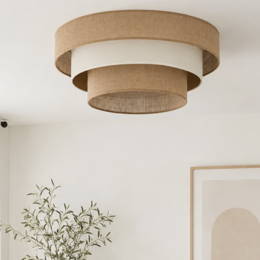 Stropné svietidlo WENTA 1xE27/60W/230V, priemer 50 cm, juta/béžová