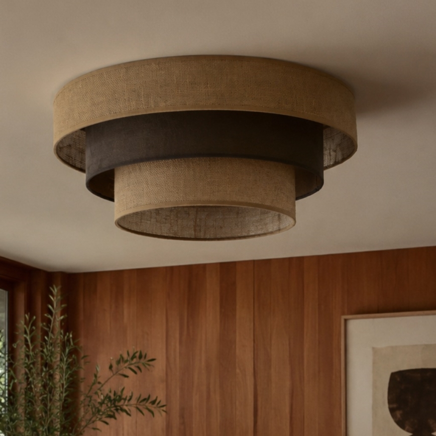 Stropné svietidlo WENTA 1xE27/60W/230V, priemer 50 cm, juta/hnedá