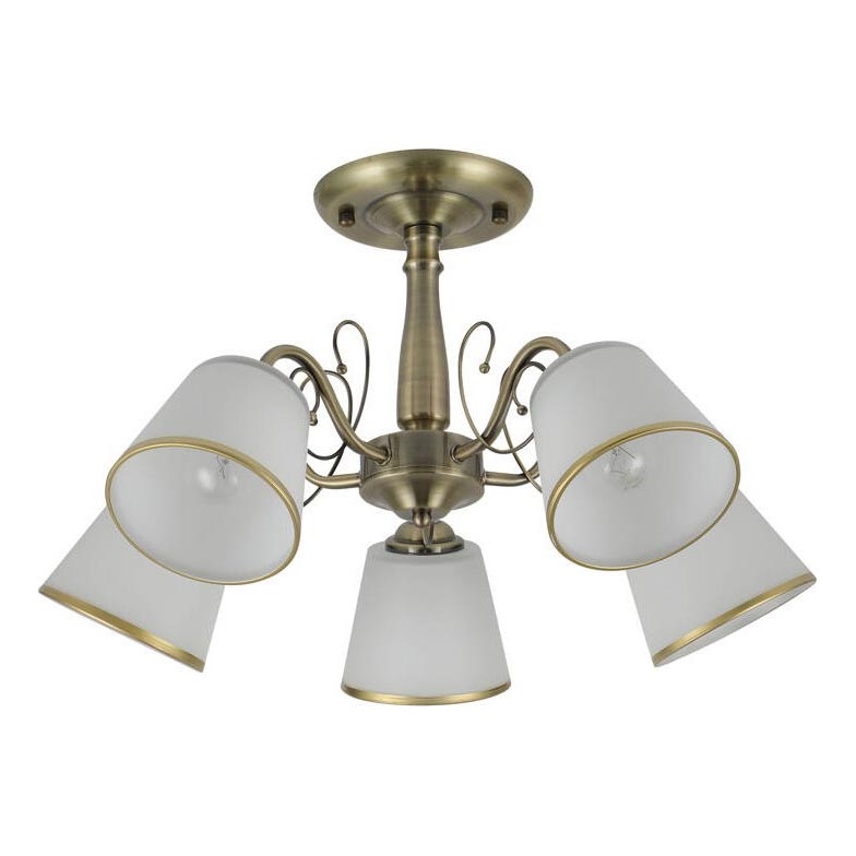 Stropný luster na tyči LOSANNA 5xE14/40W/230V mosadz