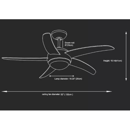 Stropný ventilátor 2xE27/20W/230V pr. 132 cm + diaľkové ovládanie