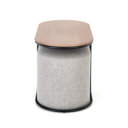 Súprava konferenčného stolíka NILDO 90 × 45 cm + 2 taburety, hnedá/šedá