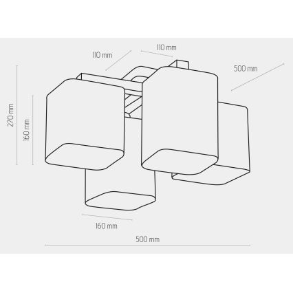 Surface-mounted luster TORA 4xE27/15W/230V biela