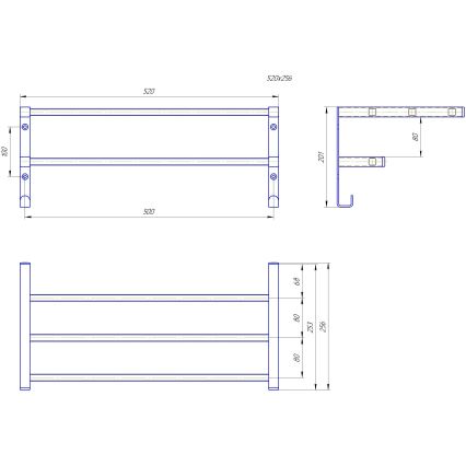 Sušák na uteráky na kúpeľňový radiátor HF SHEFFIELD 52x25,6 cm čierna